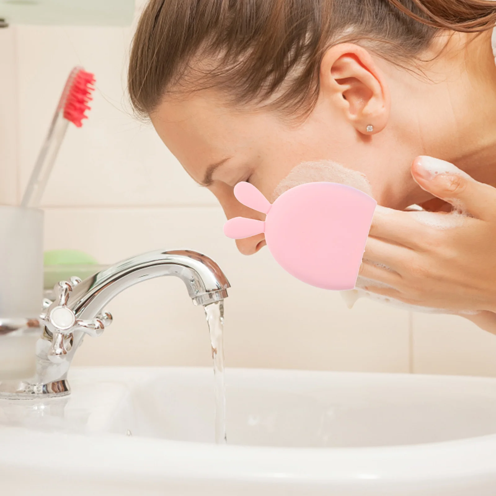 4 pezzi di coniglio spazzola per la pulizia del viso strumenti per la cura della pelle in silicone detergente delicato massaggiatore donne esfoliare rimuovere l'olio secco delicato