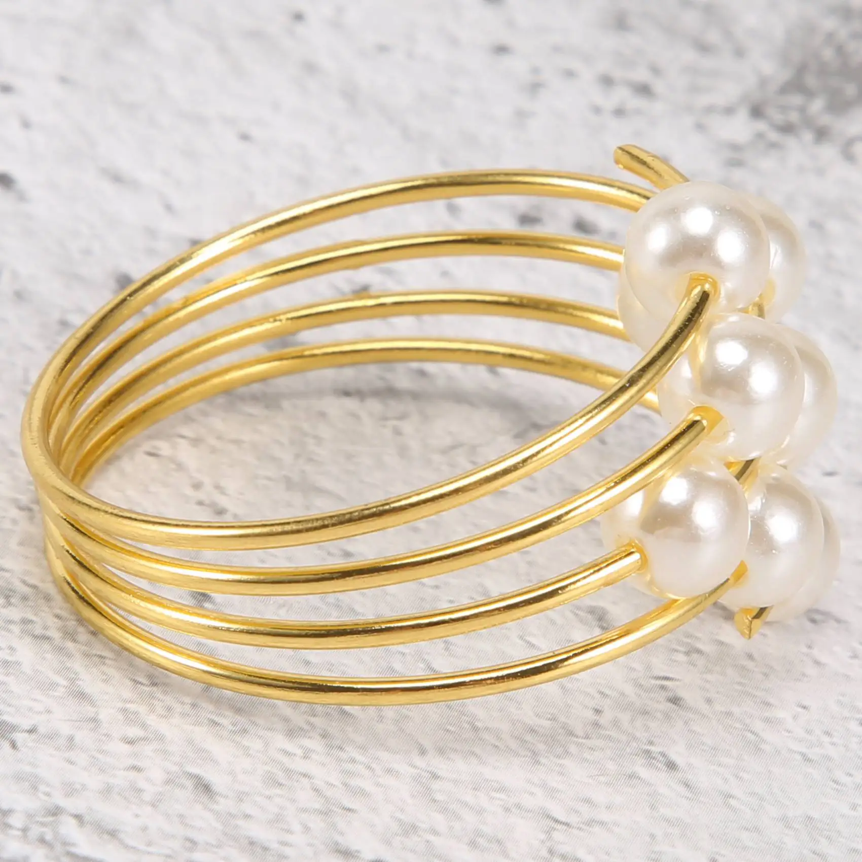 AFOURT-Set Of 12 Gold Pearls Napkin Rings Weddings Favors Serviette Napkin Rings For Dinner Table Pearl Napkin Buckles Rings