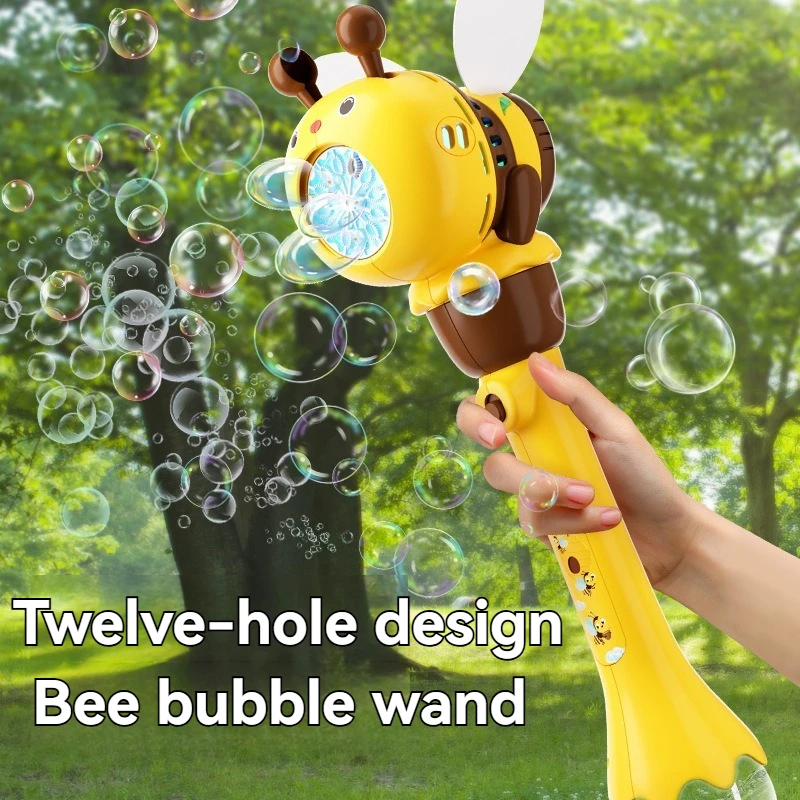 Pistolet à bulles pour enfants, ventilateur d'astronaute d'abeille, Super grande Machine à bulles de sept couleurs, jouet multi-trous à main en été