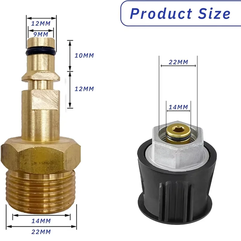 AT19-Quick Release Hose Connector For Karcher K2-K7 Series M22 14MM Fittings- High Pressure Washer Quick Connect Adapter