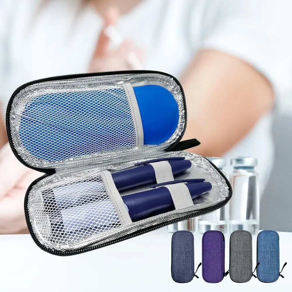 Durable Solid Color Insulin Cooling Bag Waterproof Thermal Insulated Insulin Cooler Pocket Pill Protector for Diabetics