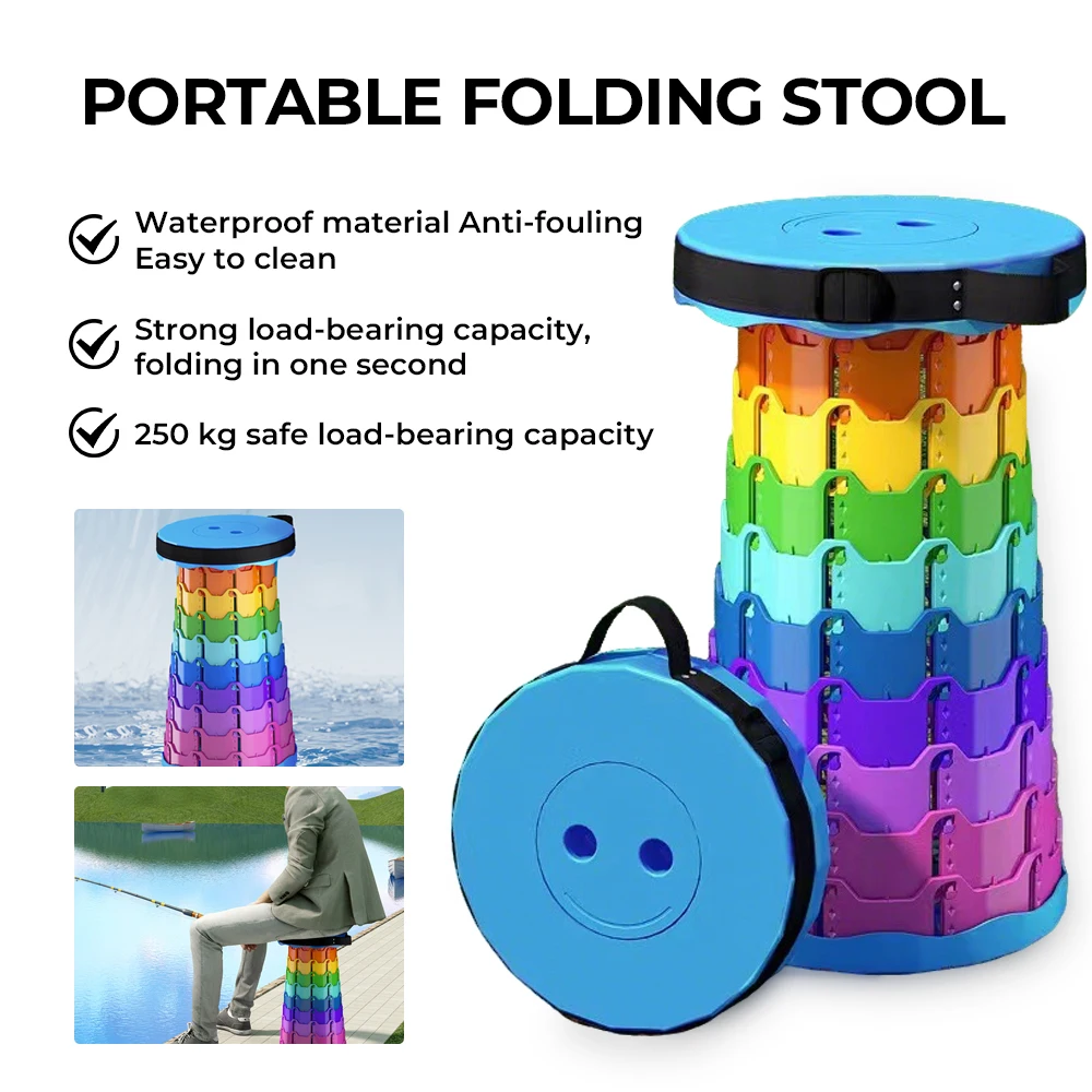 

Upgraded Foldable Stool Thickened Portable Foldable Stool Retractable Stool for Fishing Hiking Barbecue Party Chair