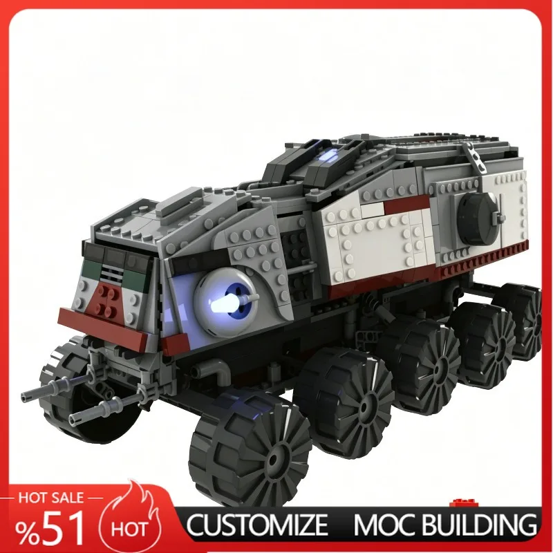 

1028PCS Retro Sci-Fi Multi Wheel Turbo Assault Tank MOC Off-Road Combat Vehicle Model Building Blocks Educational Birthday Gift