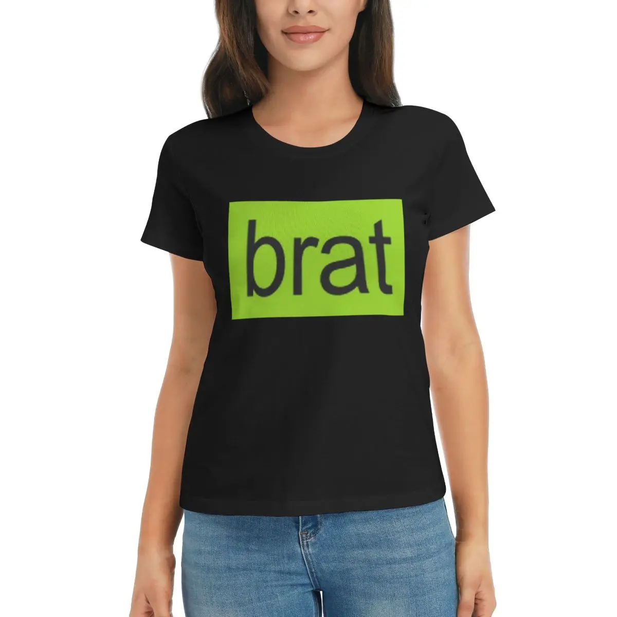 

Женская футболка Brat Charli Xcx, летние футболки с короткими рукавами, хлопковые футболки с круглым вырезом, одежда, топы, уличная одежда