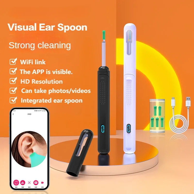 Wireless Visual Ear Wax Removal Safe Endoscope Earpick with Camera 1080P Luminous Otoscope Ear Cleaning Tools