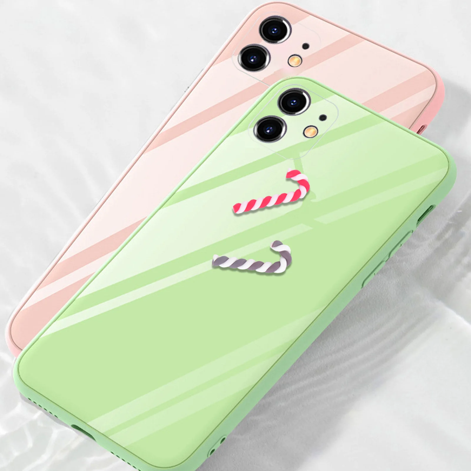 

20pcs Creative Cane Decor Christmas Diy Accessory Red Coffee Cartoon Design For Phone Case Bag Holiday Decor Craft Ornament