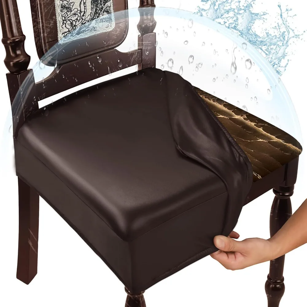 

Leather Dining Chair Seat Protectors - Stretchy, Stain-Resistant Covers for Kitchen Chairs in Dining Area