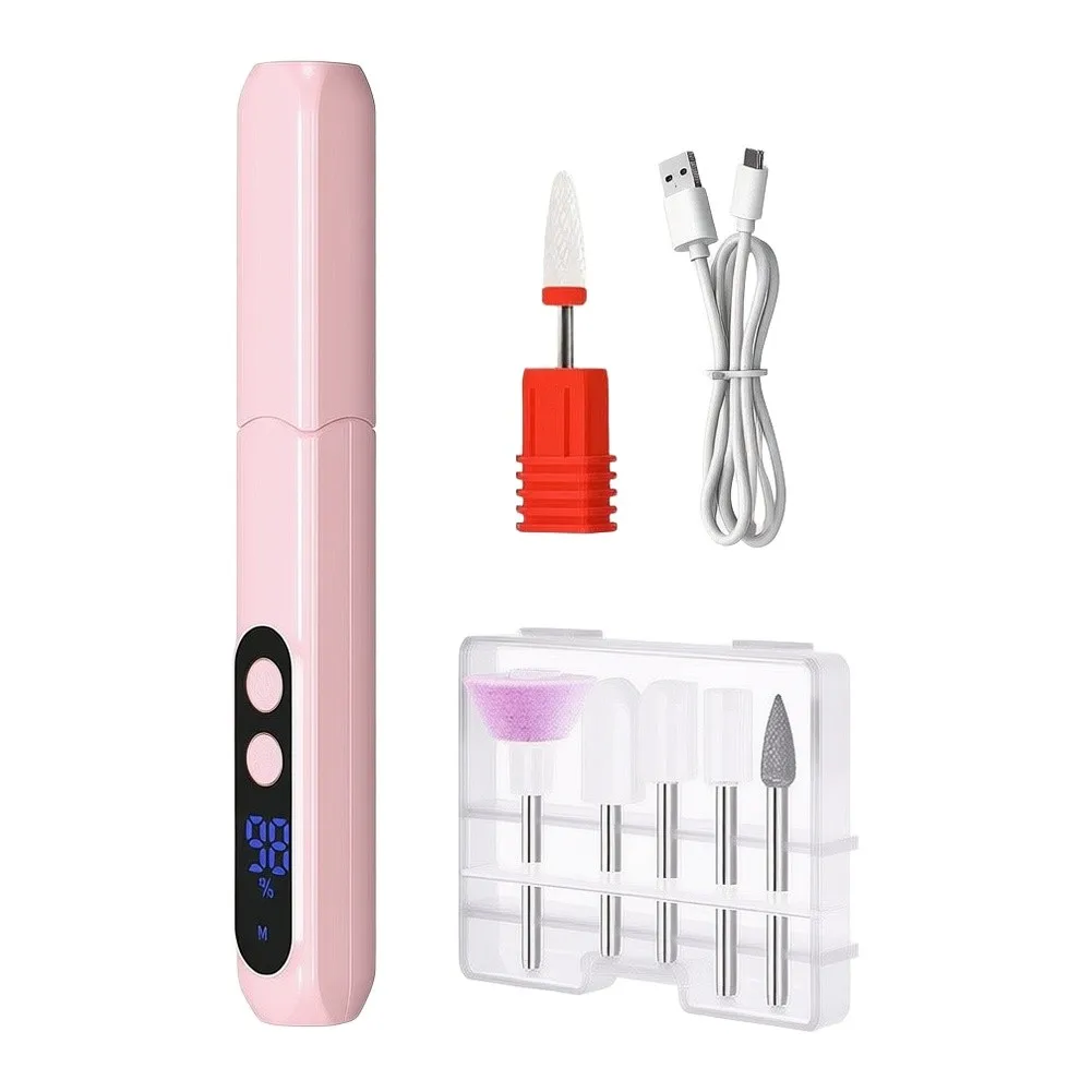 Rechargeable For Nail Drill Pen Cordless for Manicure Polish Removal Buffing and Smoothing 3 Speeds 600mAh Battery