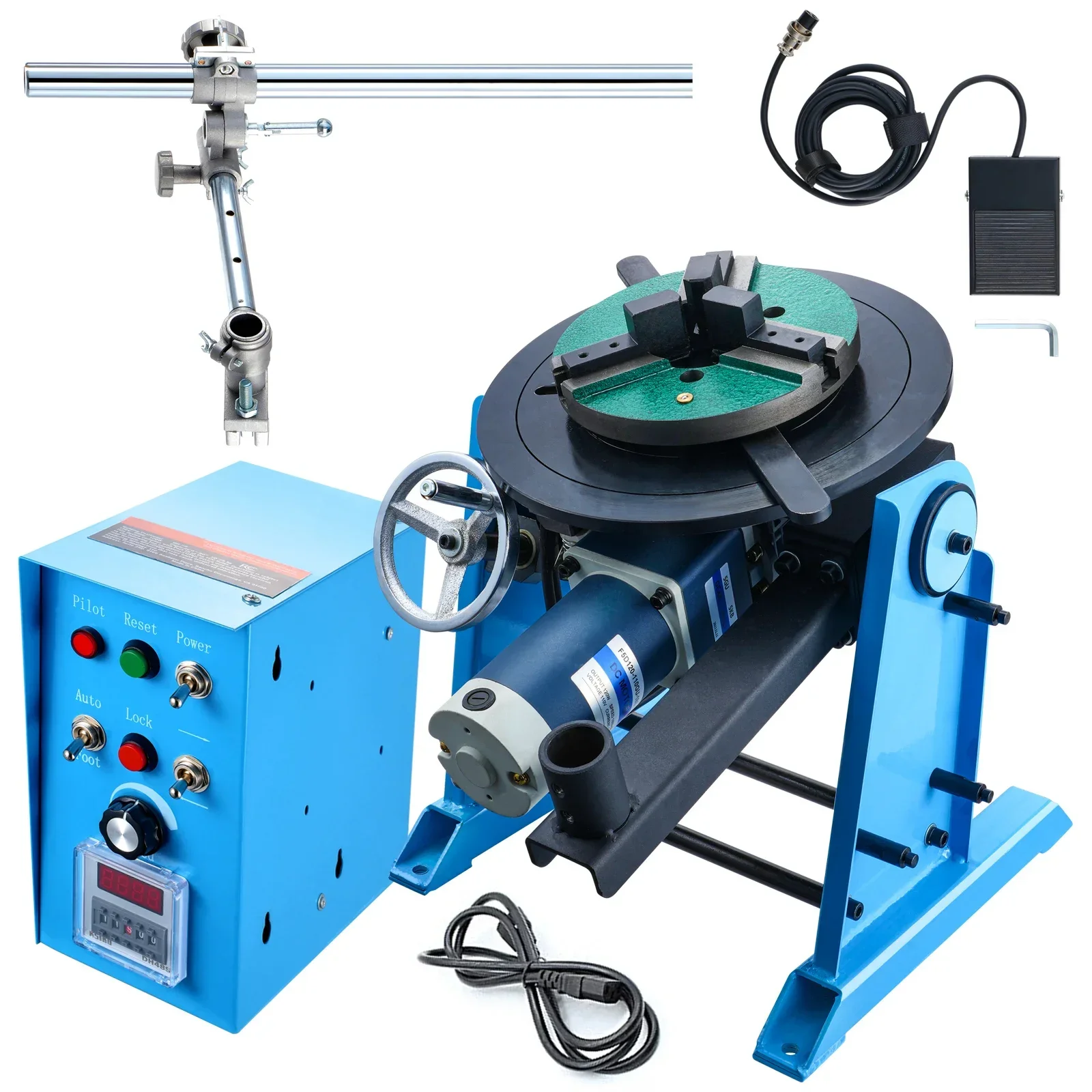 SucceBuy Rotary Welding Positioner 50KG 0-90° Welding Positioning Turntable Table 0.5-6RPM 120W with 12.4 Inch 3-Jaw Lathe Chuck