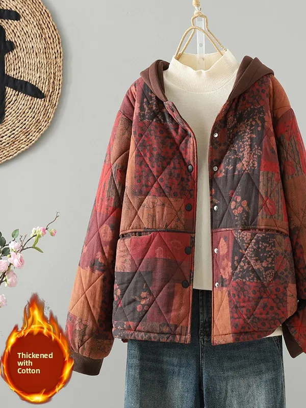 

Модное корейское хлопковое пальто больших размеров с капюшоном, женское повседневное хлопковое пальто в стиле ретро, зимняя модная верхняя одежда