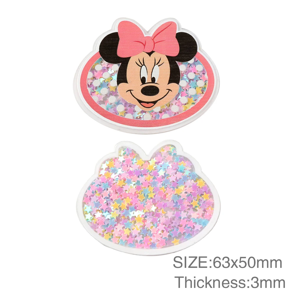 Disney Mickey Quicksand akrylowa planarna żywica zapasy rzemieślnicze Cabochon księga gości DIY do włosów torba z kokardą materiał akrylowy