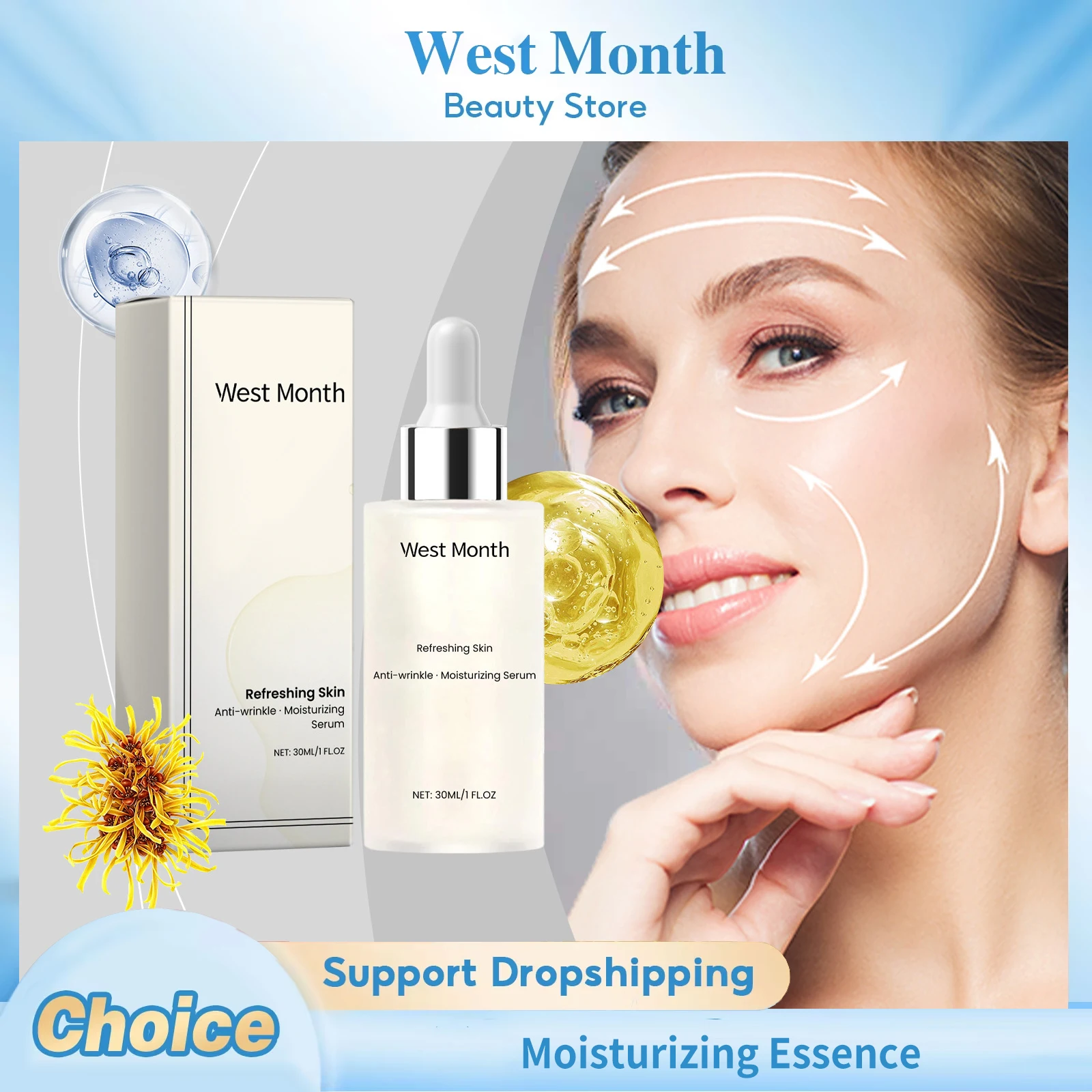 

Moisturizing Essence Deeply Nourish Reduce Wrinkles Fade Fine Lines Improve Skin Elasticity Brightening Smooth Hydrating Essence