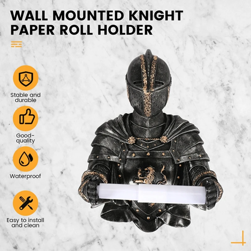 ABRE-Toilet Paper Holders Roll Medieval Statue Knight To Remember Gothic Bathroom Decor Paper Towel Holder