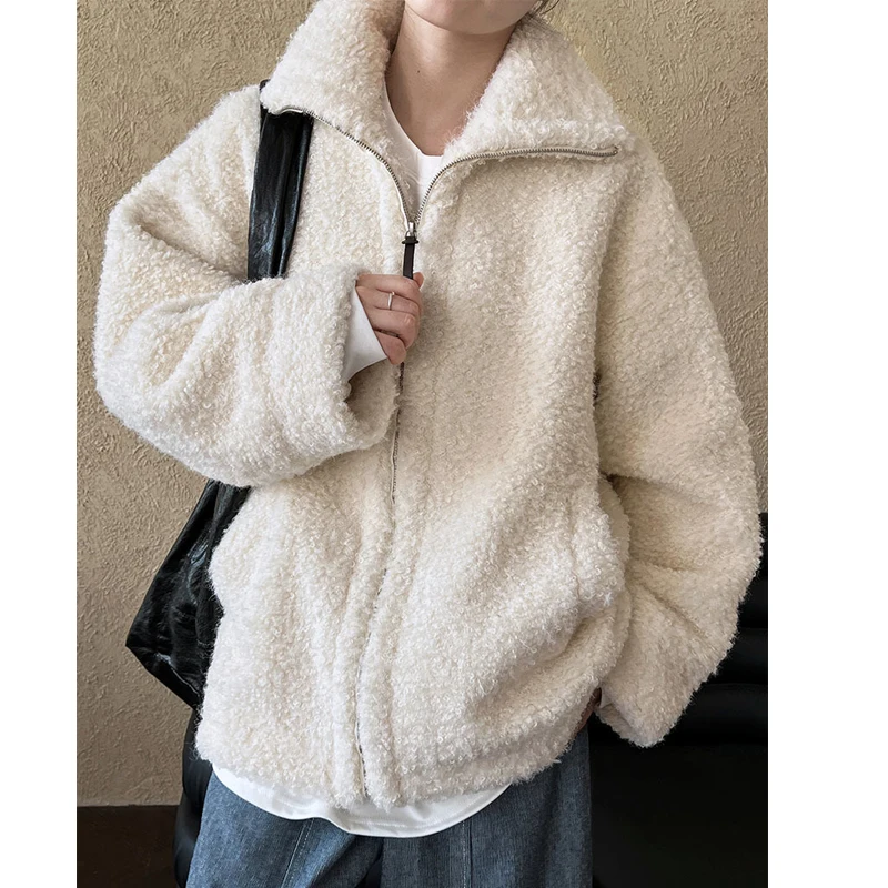 2025 Women Winter Warm Coat Furry Faux Fur Coat Loose Style Big Collar Jacket Women Thick Coat Casaco Feminino