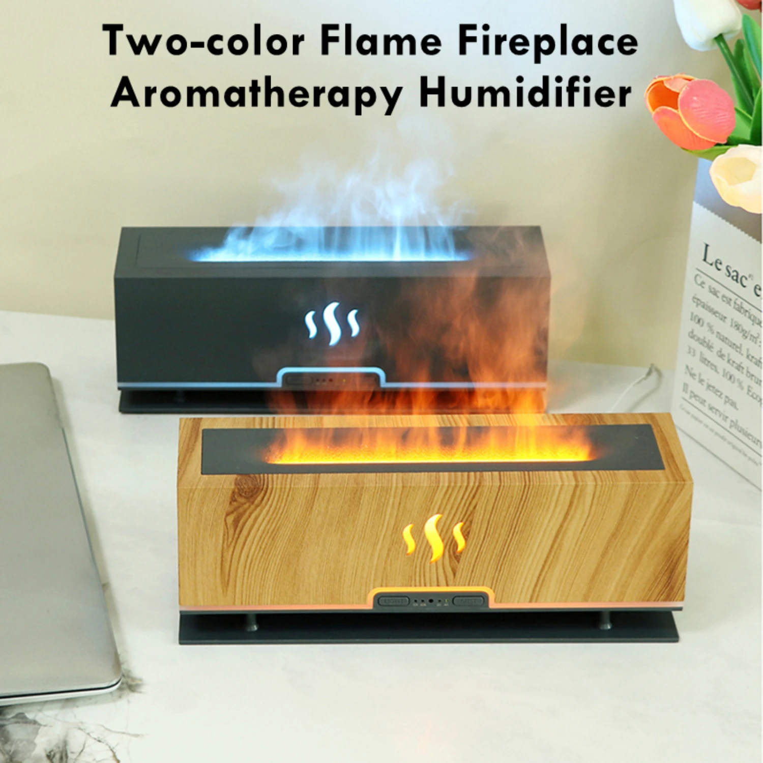 Experience Aesthetic Two-Color Flame Aromatherapy Humidifier - Enhance Your Air Humidification Style and Aromatherapy with this