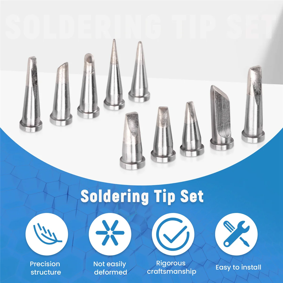 10Pcs Durable Soldering Tip Set for Weller WSD81 WD1000 WSP80 WP80 LT Soldering Station