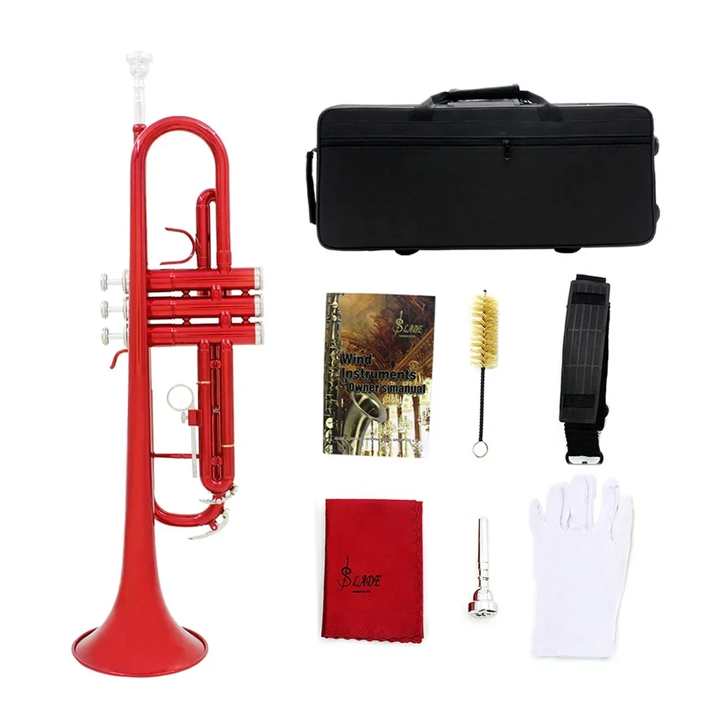 High quality SLADE professional OEM wind instrument color Bb bass flat trumpet with case