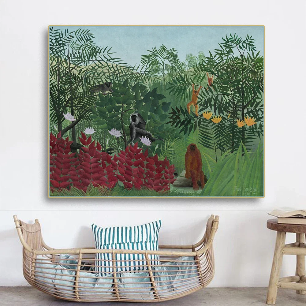 Henri·Rousseau《Tropical Jungle》Canvas Oil painting Artwork Poster Picture Wall Decor Modern Home Living room Decoration