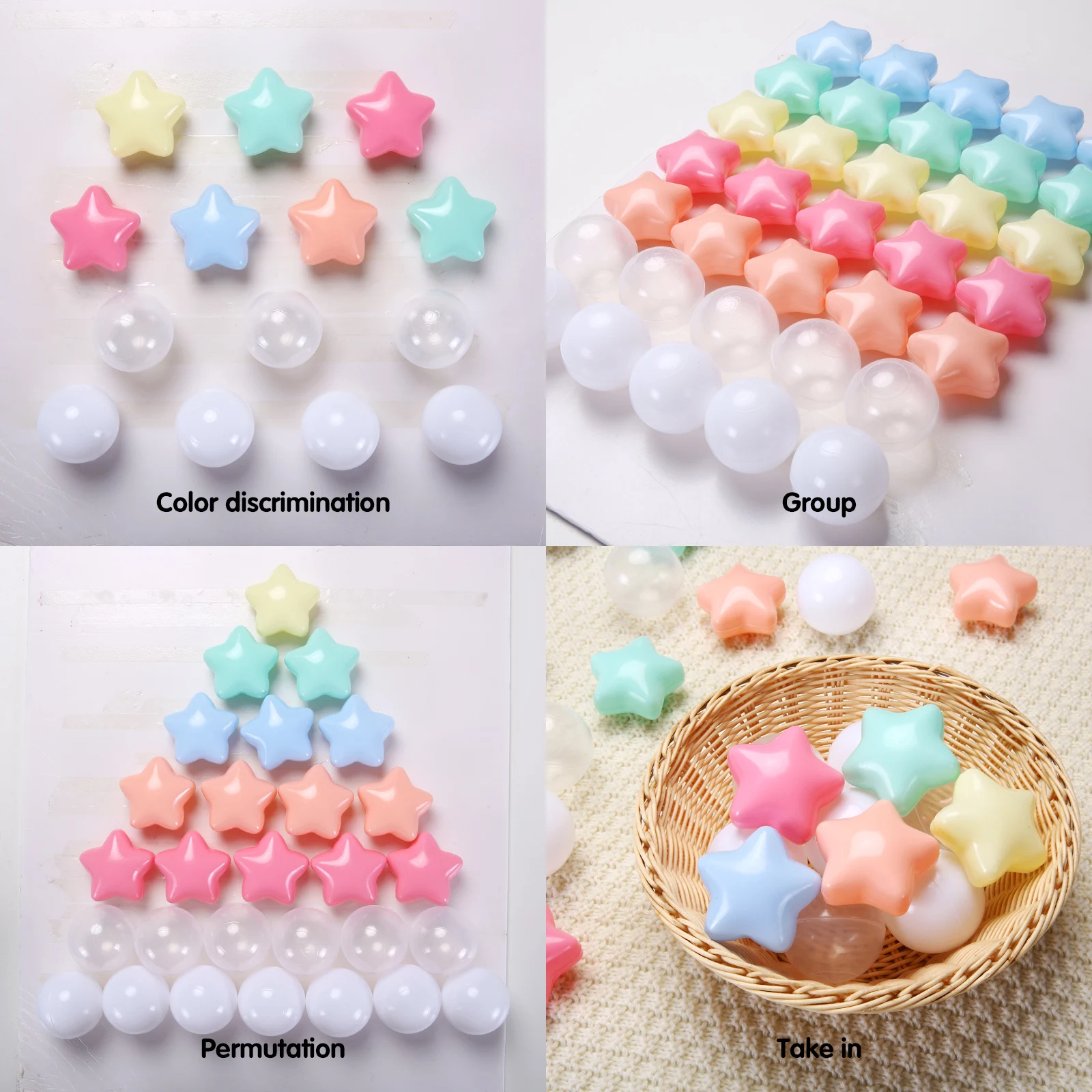 100pcs/bag Mix Star and Round Shape Eco-Friendly Ball Pit Ball Colorful Random Soft Pool Ball Toys for Kids