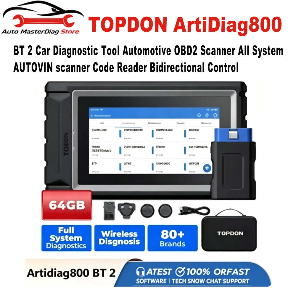 TOPDON ArtiDiag800 BT 2 Car Diagnostic Tool Automotive OBD2 Scanner All System AUTOVIN scanner Code Reader Bidirectional Control