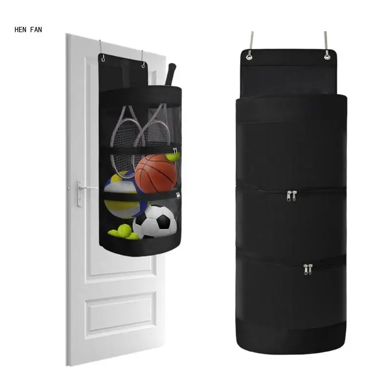 Over Door Hanging Back of Door Storage Garage Sport Equipment for Tennis Basketball Soccer M89D