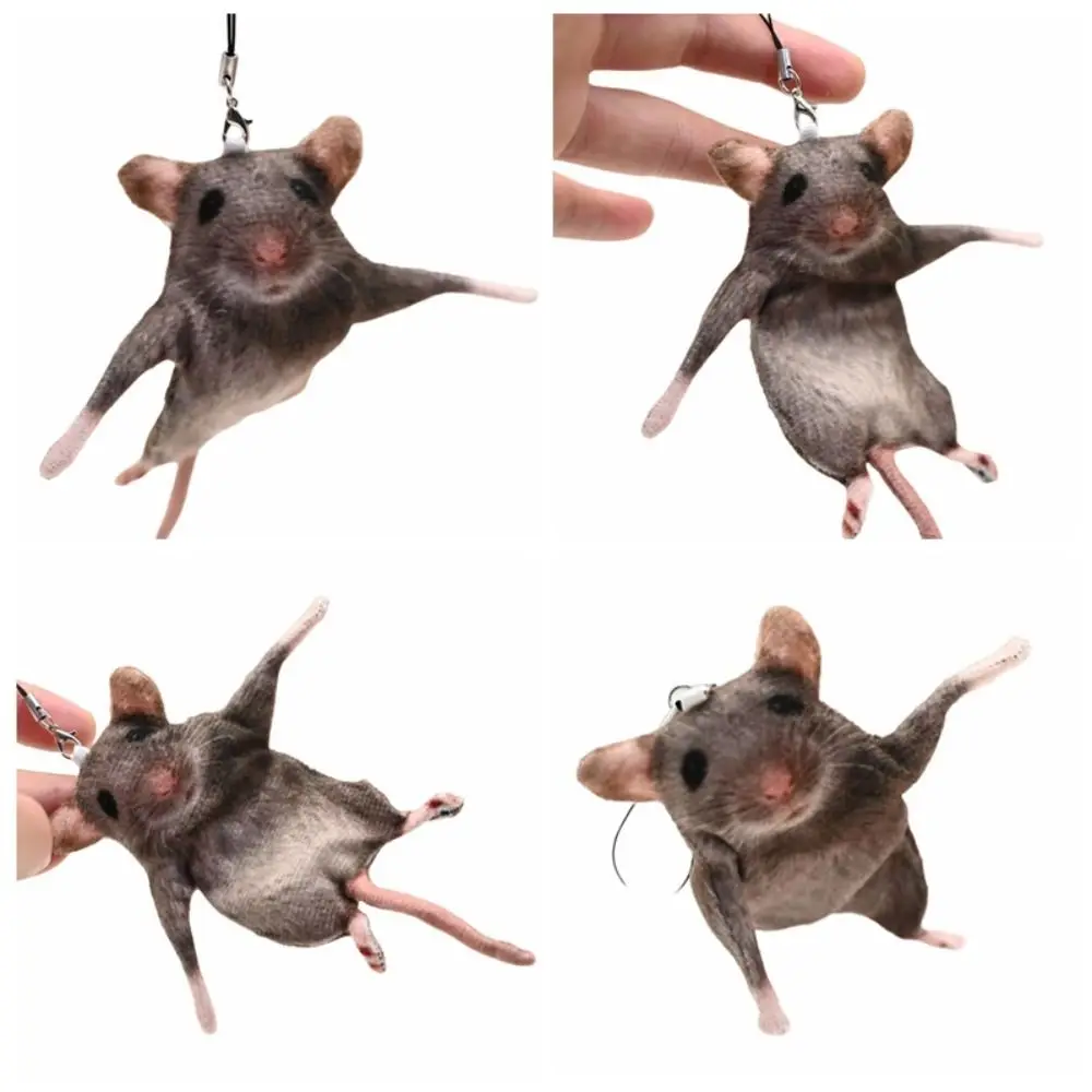 Novelty Bendable Mouse Keychain Wire Frame Prank Rat Plush Pendant Animal Figure Simulated Mouse Doll Bag Charm