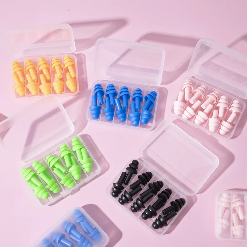 5Pairs Soft Ear Plug Waterproof Comfort Colorful Silicone Earplugs Ear Protection Sound Insulation Anti-Noise for Sleep Swimming
