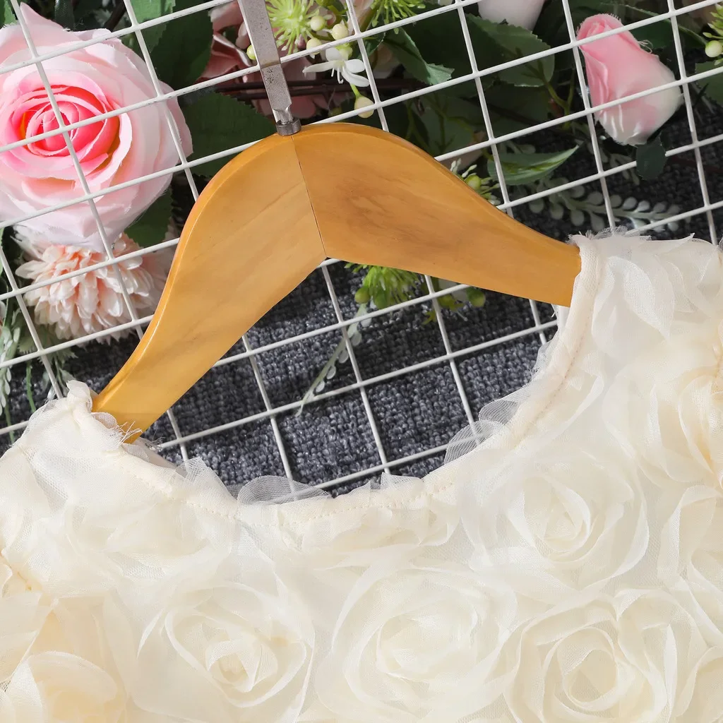 فستان بناتي بيج أنيق للحفلات بأكمام قصيرة فستان صيفي بناتي مزين بالزهور فساتين أطفال أنيقة لطيفة 3 4 5 6 7 سنوات