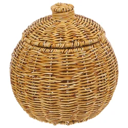 Storage Basket Toy Home for Clothing Receiving Baskets Shelves Sundry with Lid Woven Wicker Lidded Sundries Decorative Large