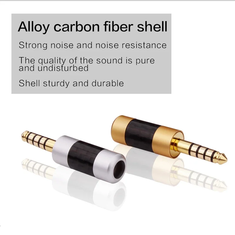 YYTCG 4.4mm 5 Pole Earphone Plug Carbon Fiber HiFi Headphone Wire Connector Metal Adapter Audio Jack Balanced Wire Connector