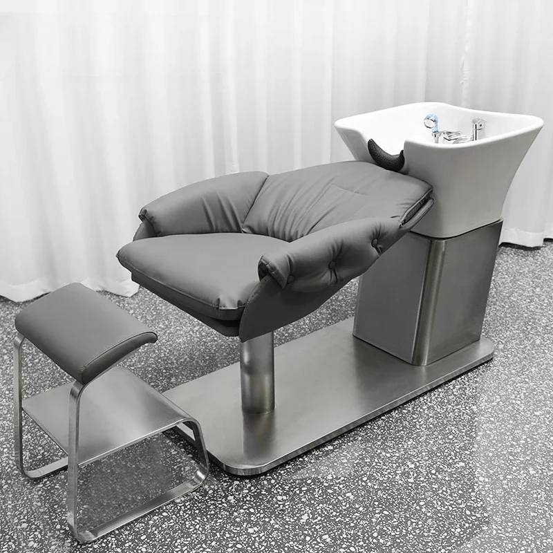 

Integrated Dedicated Shampoo Chairs Hair Salon Pottery Pot Flushing Water Half Lying Shampoo Chair Massageador Furniture QF50SC