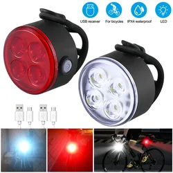 4LED Highlight Bicycle Tail Lamp USB Charging 350mAh Mountain Cycling Lantern Waterproof Night Riding Warning Front Rear Light