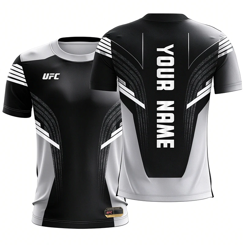 2026 new style men's personalized custom UFC fighting competition T-shirt DIY back name shirt training short-sleeved shirt S-6XL