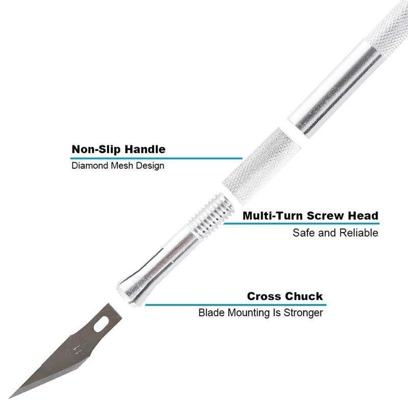 Gravação antiderrapante Kit de faca de metal, cortador de lâmina, facas artesanais para telefone móvel, PCB Reparação Ferramentas manuais, 40 Pcs, 10Pcs, #11