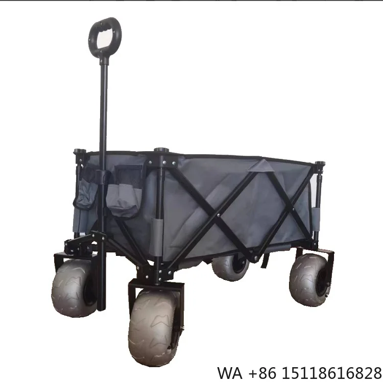 Folding Beach Camping Picnic Balloon Folding Wagon Garden Beach Fishing Trolley Cart