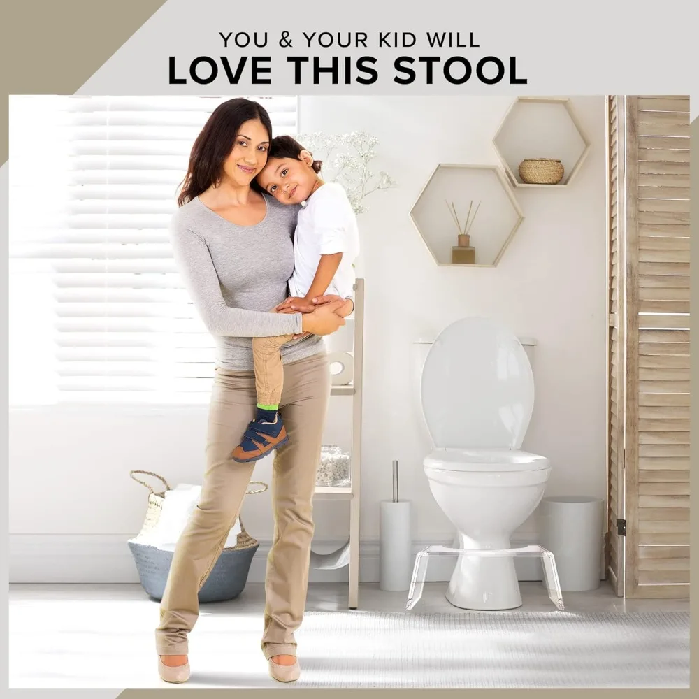 Durchsichtiger Tritthocker aus Acryl für Kinder – Töpfchentrainingshilfe, moderner Fußhocker für Kleinkinder, Badezimmer und Toilettenstuhl für Kinder |   7.5''