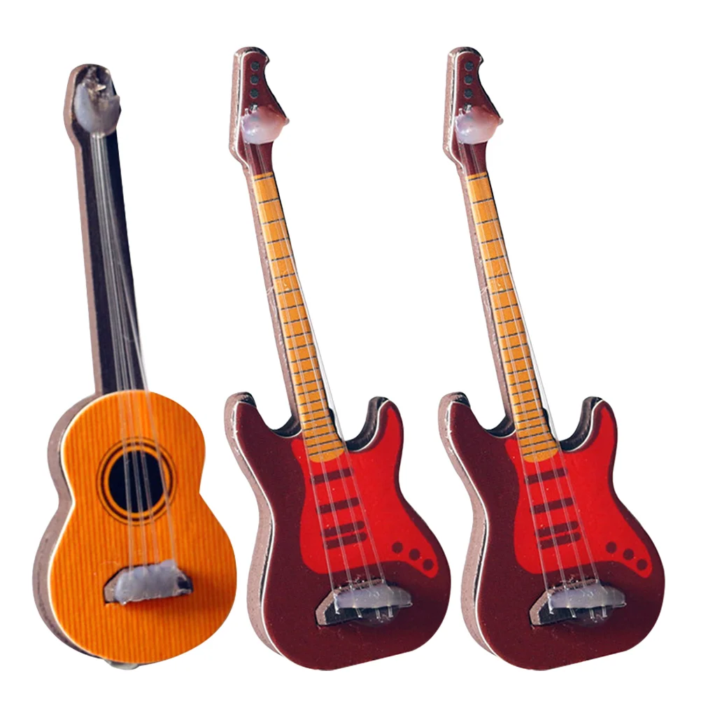 3 pçs guitarra clássica decoração de escritório mini modelo decorar plástico criança brinquedo educativo em miniatura