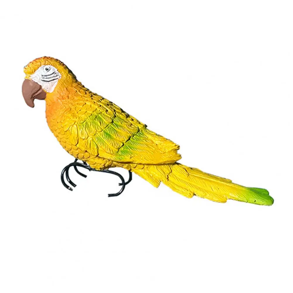 Weather-resistant Bird Figurine Resin Bird Sculpture Realistic Scarlet Macaw Resin Bird Ornament Parrot Statue Waterproof