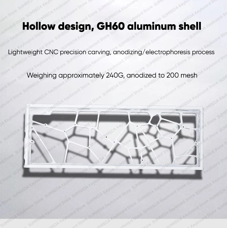 Holy60 Wooting 60HE GH60 Hollow Aluminum Keyboard Case Shell 60% Keys Layouts For Mad 60he Rakka hm66 Aula Win60 Gaming Keyboard