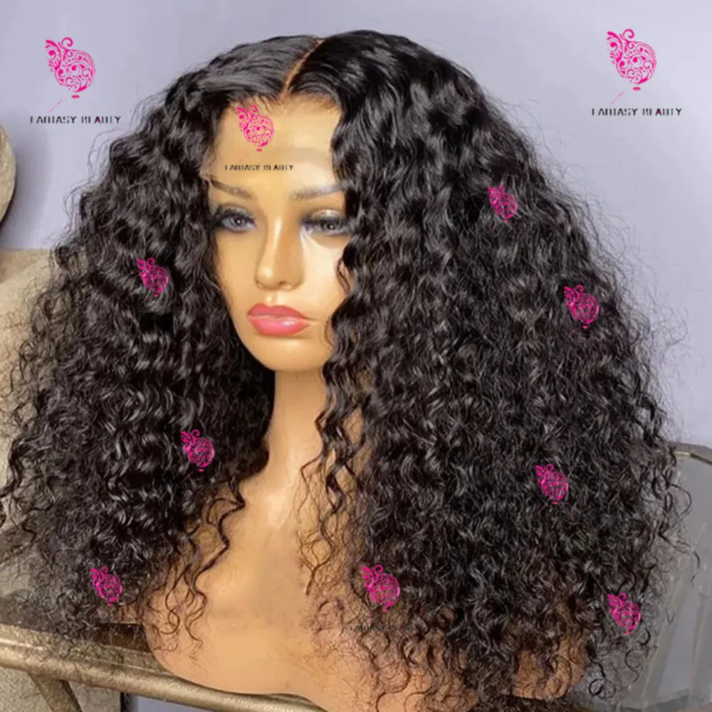 Natural Black Women's Water Wave Wig Glue-Free Women's wig 100% human hair is easy to wear with full HD lace wig for beginners