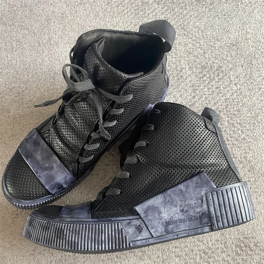 Vantage Goodyear Stivali fatti a mano di lusso alti stampati a mano con graffiti retrò in vera pelle colorante