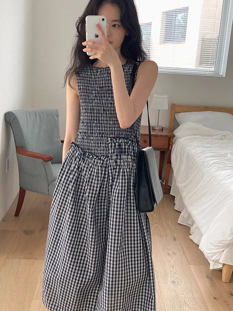 Été nouveau gilet à carreaux pour femmes Dr Wood ain taille haute longue Dr coréen Sle trajet No Sve autre matériau