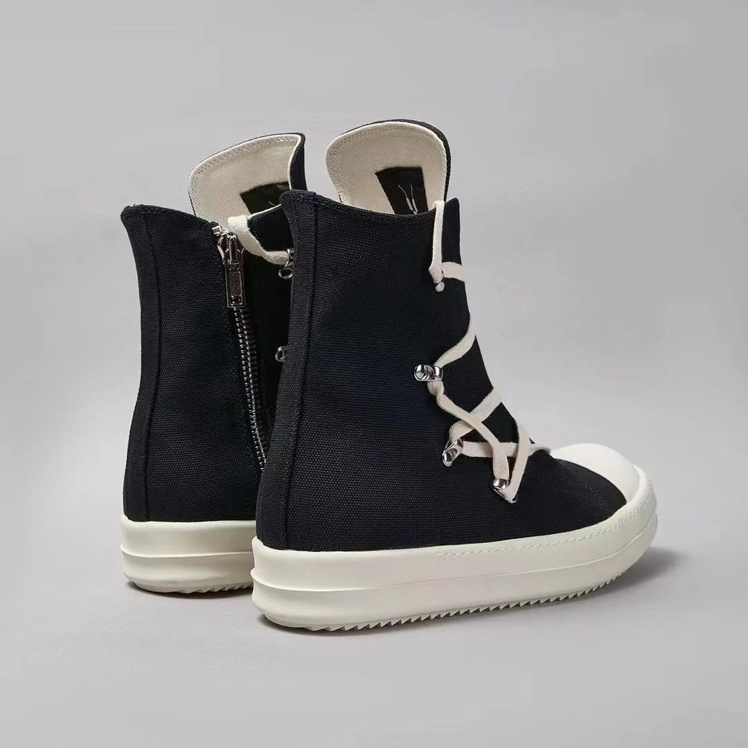 Ricks Outdoor Luxury Black Canvas High Top Quality Owens Men Shoe Cross-Tied Women Sneaker Casual Owens Design boots & Shoes