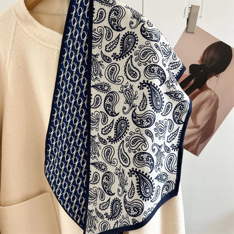 

Womens Winter Wool Neck Scarf Wraps Paisley Printed Double Layer