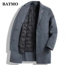 BATMO 2022 new arrival Winter high quality 90% white duck down jackets men,male thick warm parka, Wool Overcoat 88082