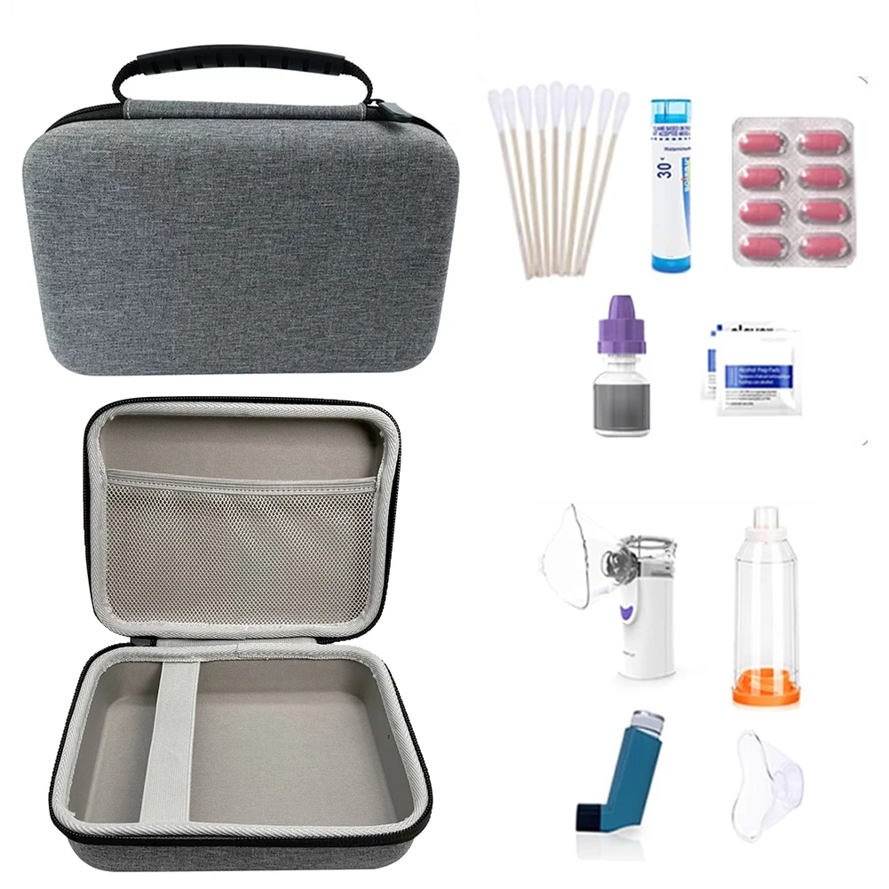 Portable Nebulizer Carry Bag with Mesh Bag Hard Shell Nebulizer Box Anti-Scratch Nebulizer Storage Handbag Emergency Medical Bag