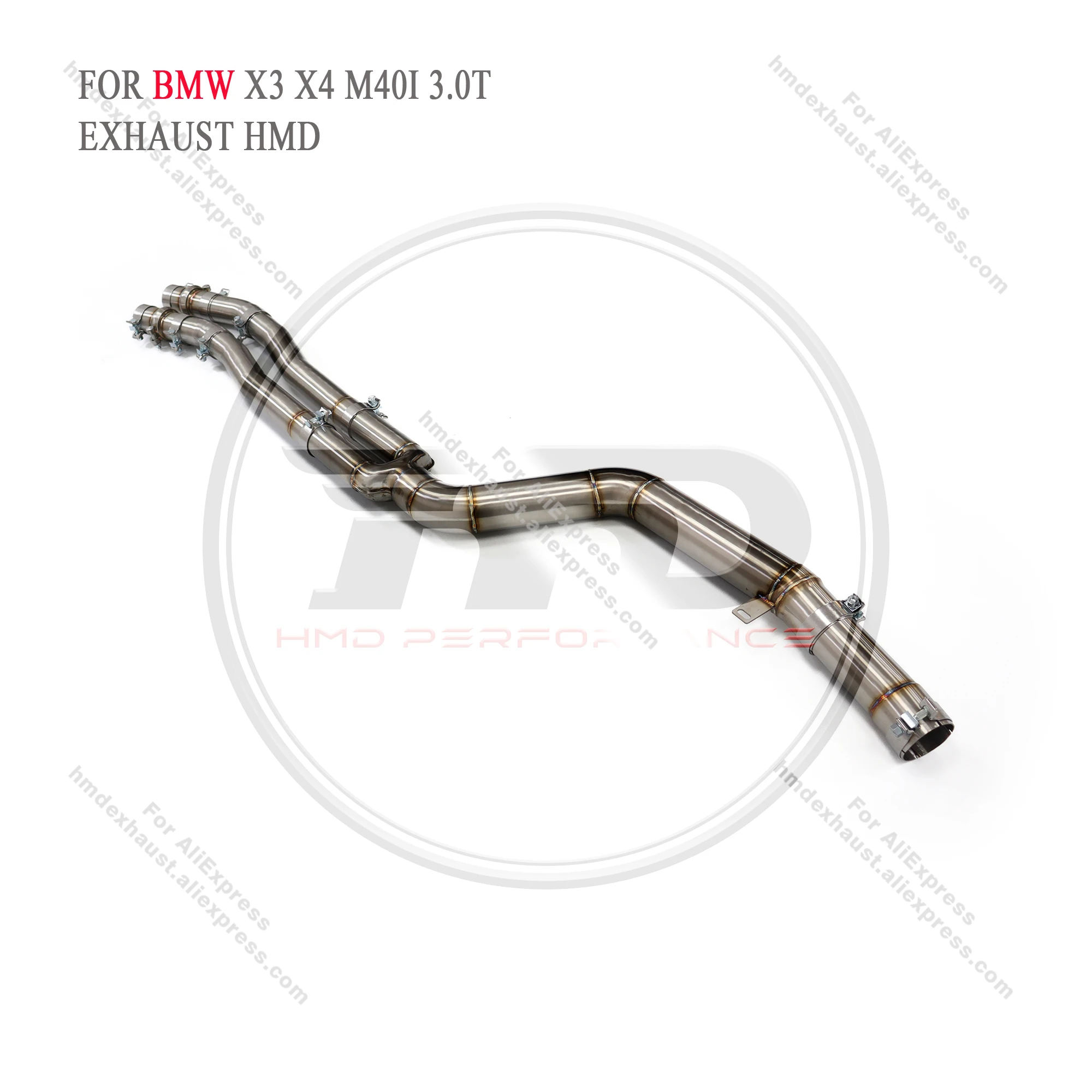 

HMD Stainless Steel Exhaust System for BMW X3 X4 M40I G01 G02 3.0T Equal Length Middle Pipe With Resonator