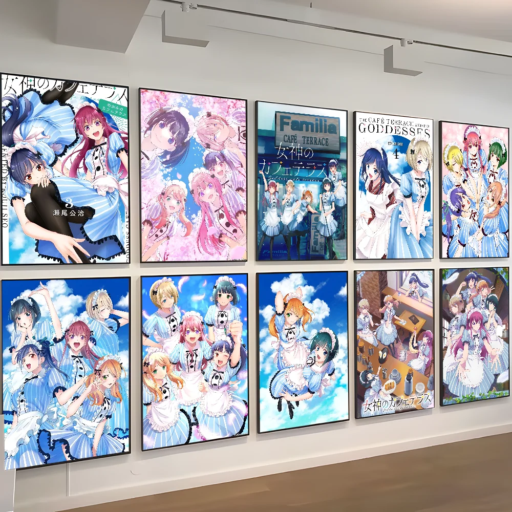 Póster de papel blanco de The Café Terrace y sus diosas, póster de calidad HD, pintura artística de pared, decoración de pared de salón de estudio