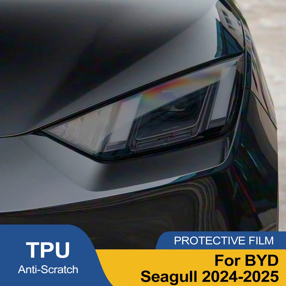 

TPU PPF Smoke Black Car Headlight Protective Film for BYD Seagull 2024-2025 Pre Cut Anti-Scratch Vinyl Wrap Kit High-Gloss Film
