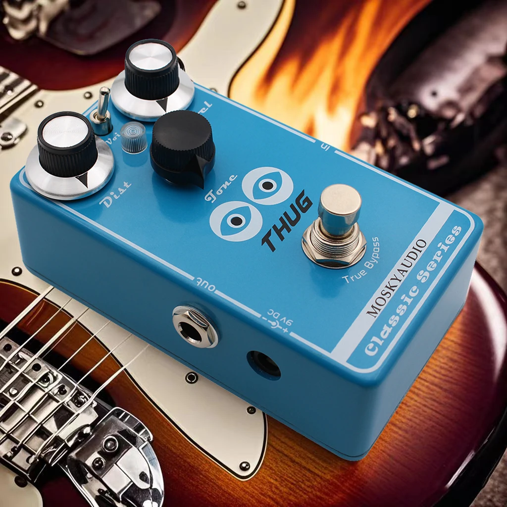 

Педаль эффектов Mosky Thug High Gain Distortion для электрогитары, 3 режима дисторшна с регулировкой уровня Dist и Tone